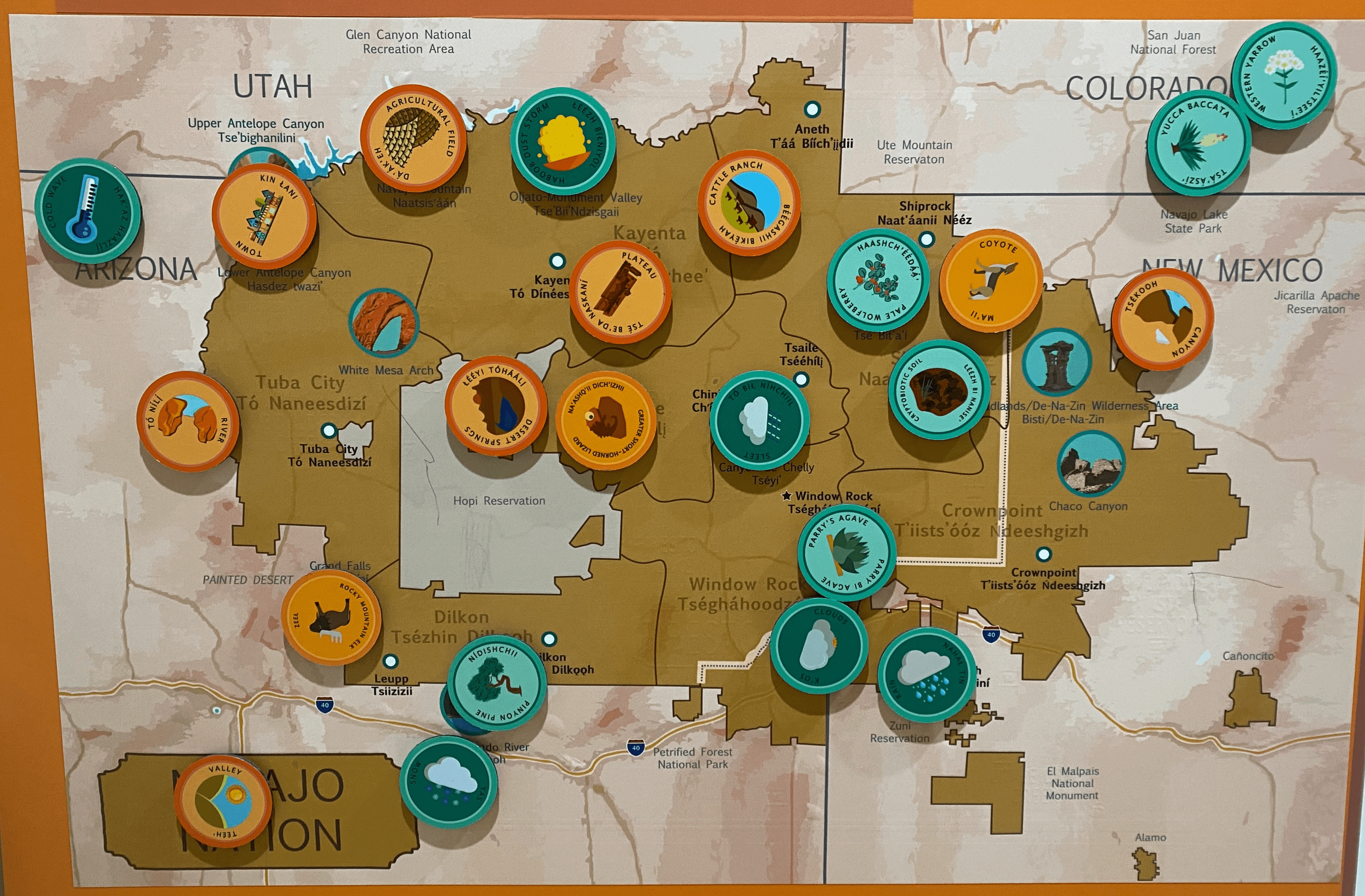 Navajo Nation community map on the exhibit