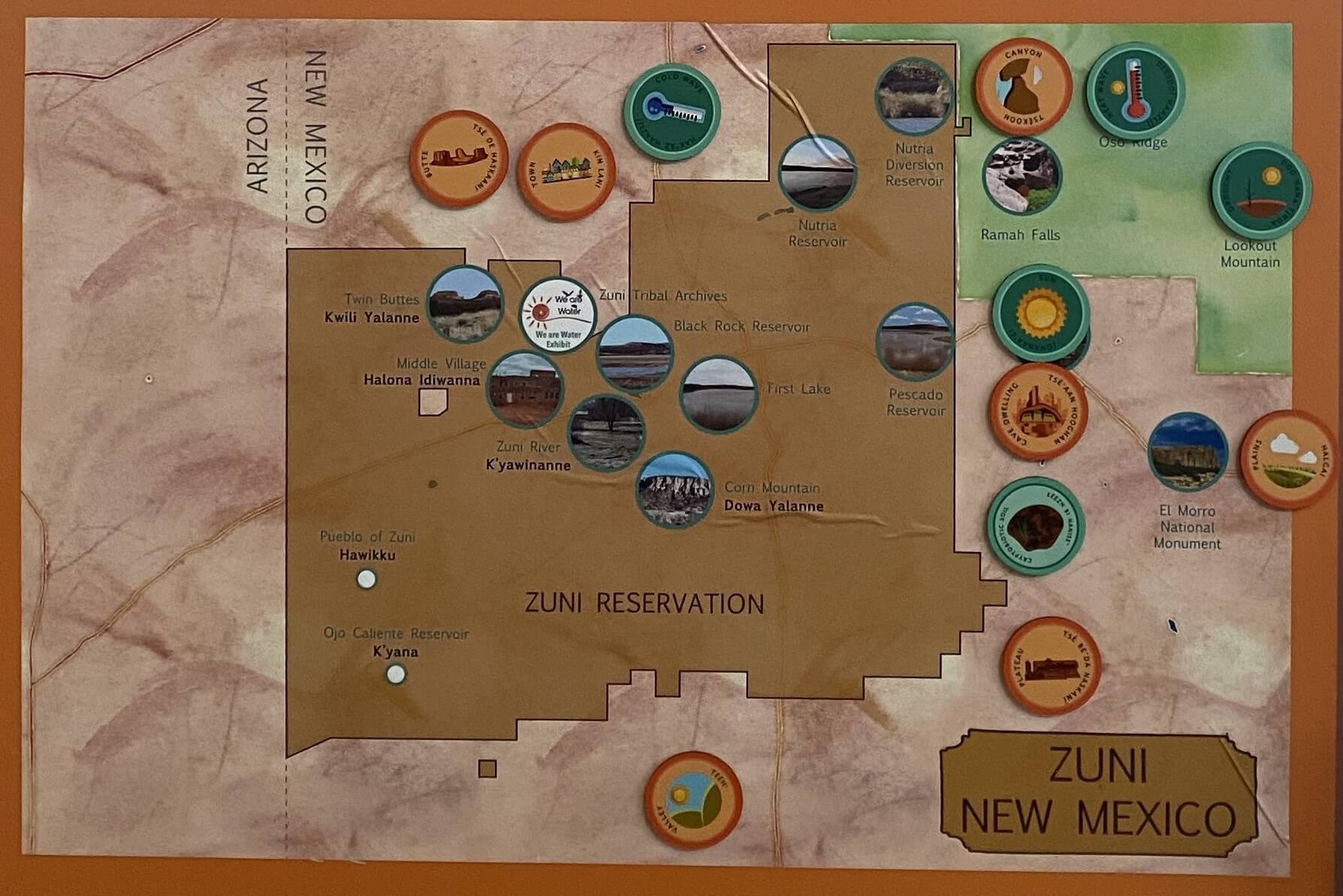 Zuni community map on the exhibit