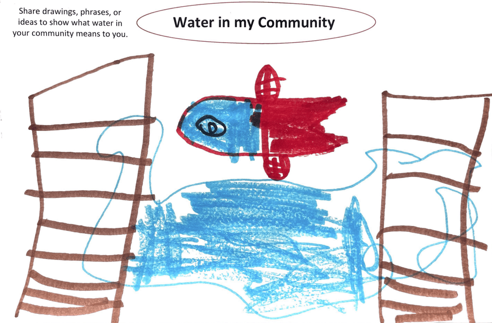 Drawing of fish in water