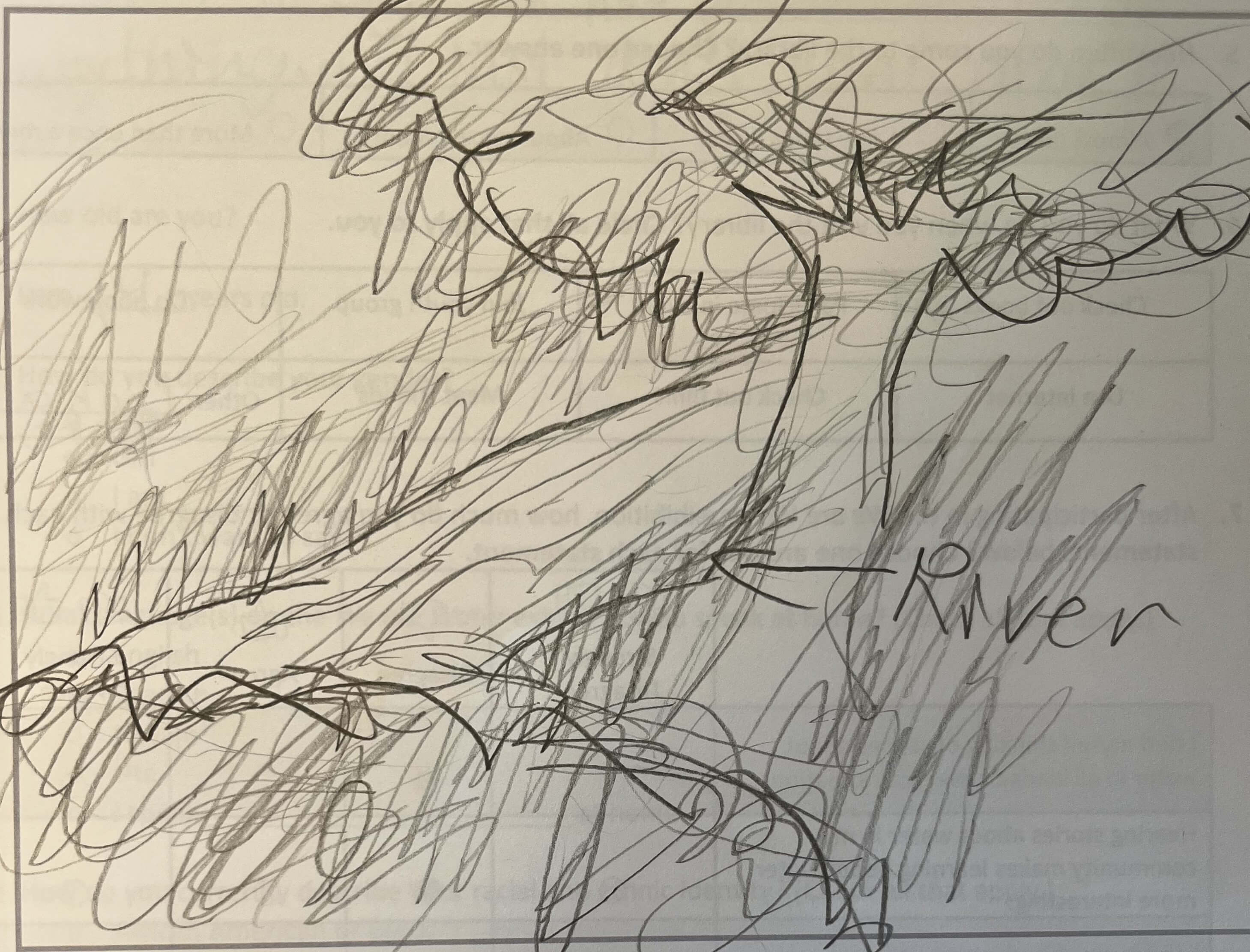 Drawing of a river and tree